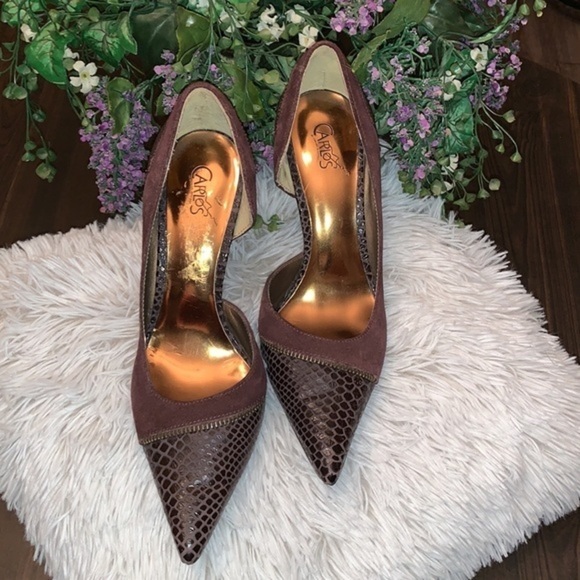 CARLOS SANTANA OBSESSION SUEDE LEATHER POINTED TOE STILETTO BROWN LADIES 8 1/2 - Picture 5 of 9